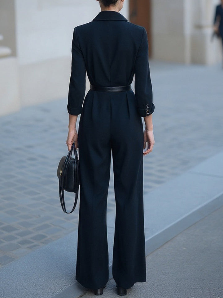 Charlotte | Svart dubbelknäppt jumpsuit