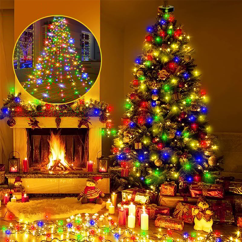 Magisk Vattenfallsbelysning för Julgranen