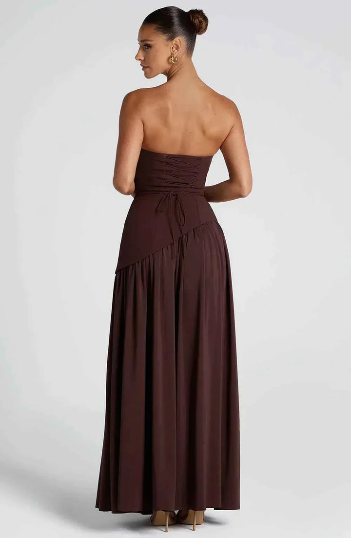 Maliyah | Long Dress with Slit and Drapery