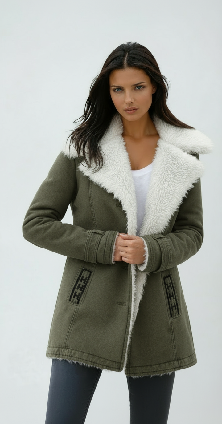 Lirena | Winter Coat Fur Collar & Buttons