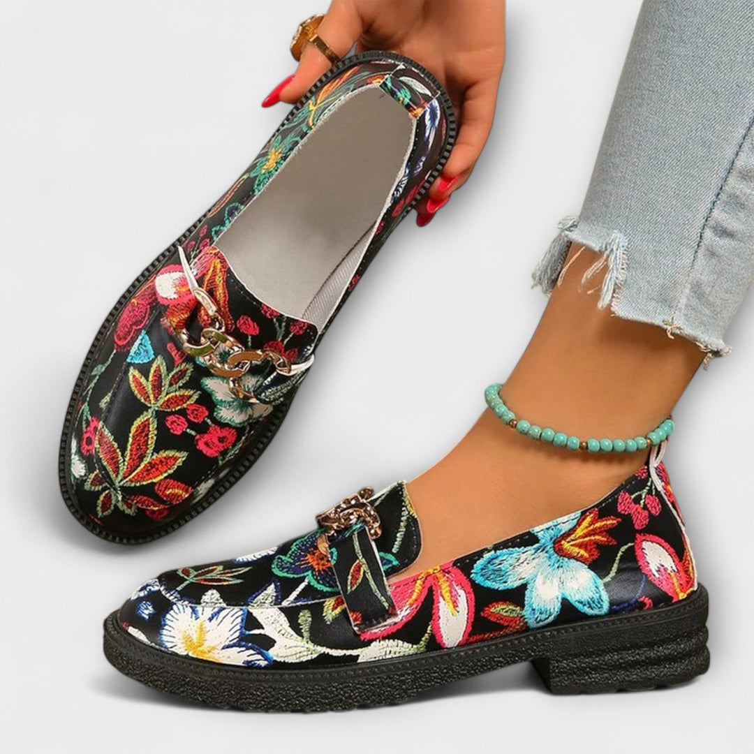 Wilma™ | Flerfärgade loafers blommigt mönster