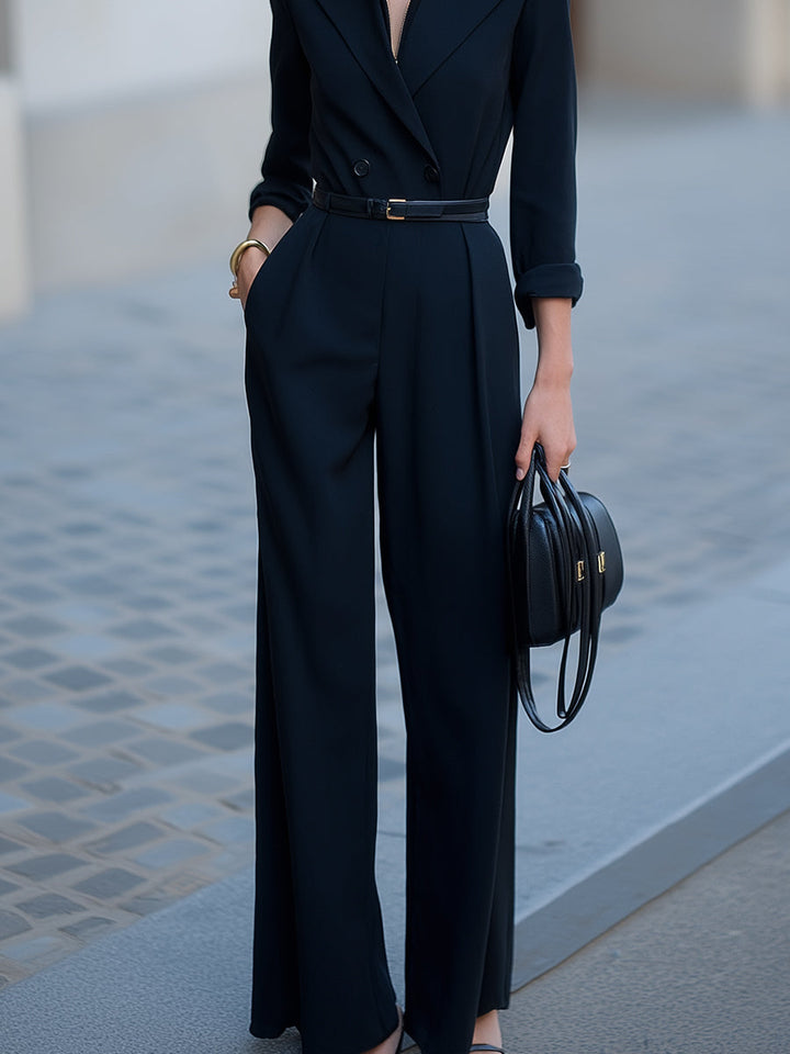 Charlotte | Svart dubbelknäppt jumpsuit