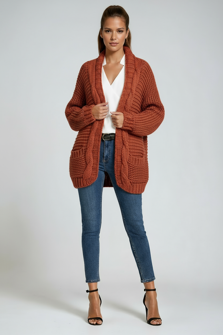 Women's Long Sleeve Cardigan | Knitted with Pockets