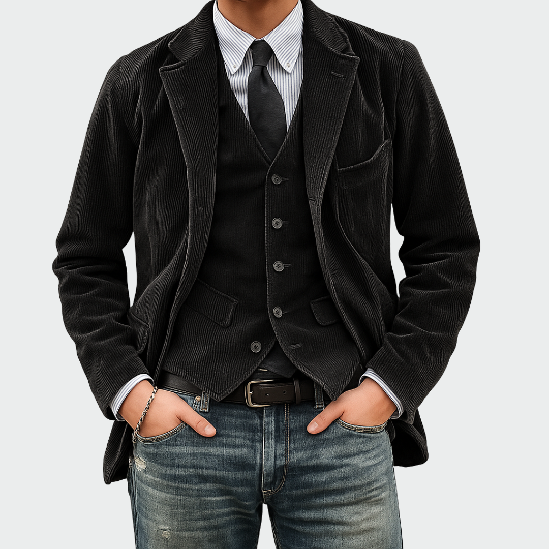 Elias™ | Men’s Velvet Blazer & Waistcoat Set