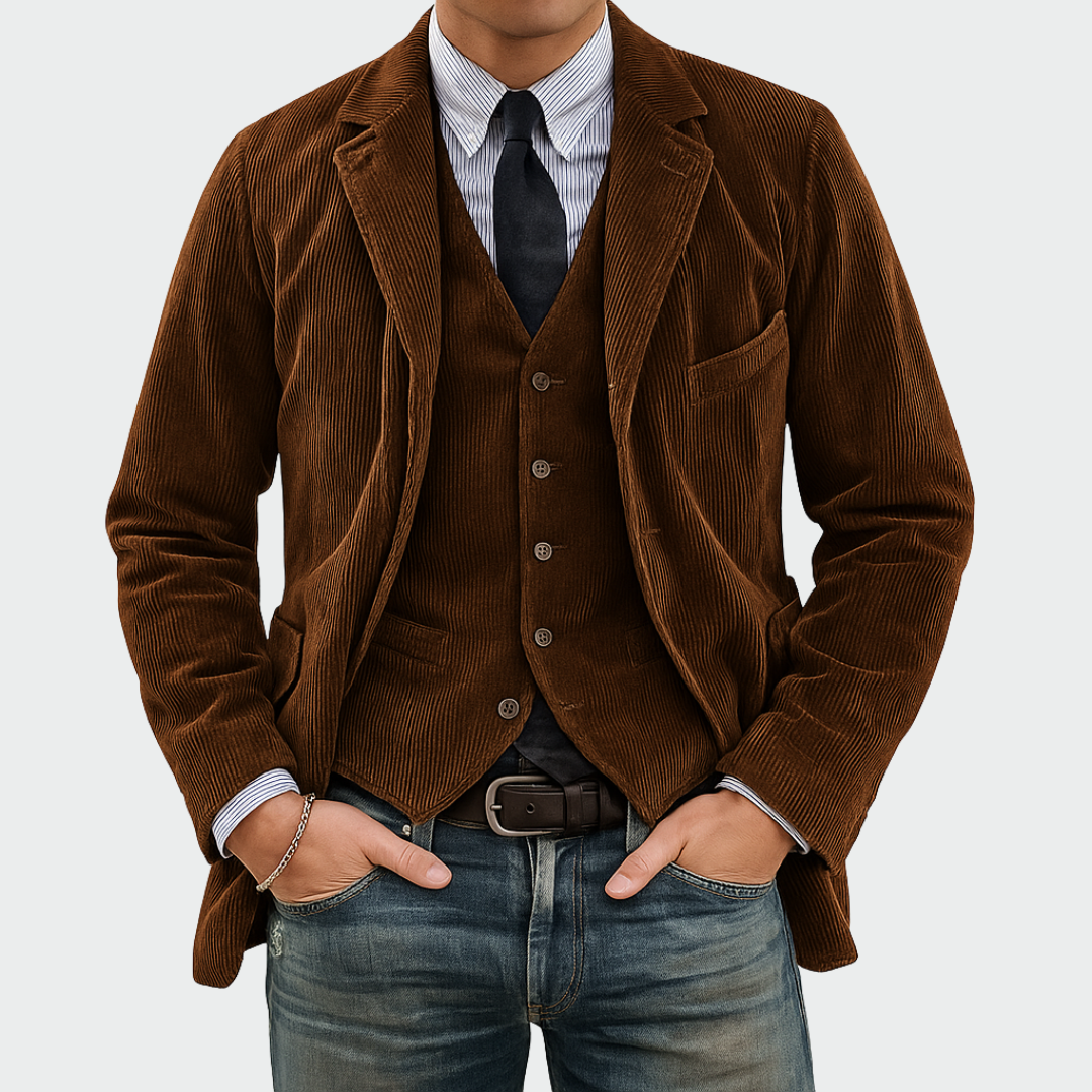 Elias™ | Men’s Velvet Blazer & Waistcoat Set